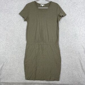James Perse Standard Blouson Slub T-Shirt Dress Womens  L Olive Green Minimalist